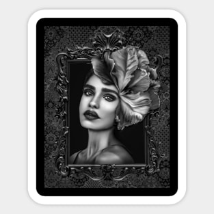 Black and White grays Ladies Fine Art HomeDecor Wall Art Digital Prints Artwork Illustration Fine Sticker